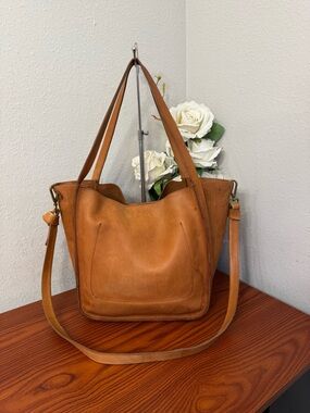 Madewell Tan Leather Shoulder Bag with Crossbody Strap